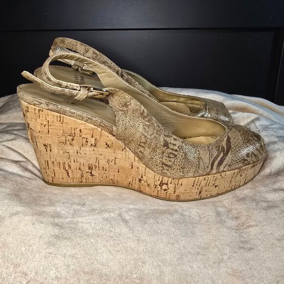 Stuart Weitzman cork sling back wedge 9.5 - Picture 2 of 14
